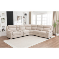 San Fino 4 Seater Modular Corner Electric Recliner Fabric Sofa Lounge Beige