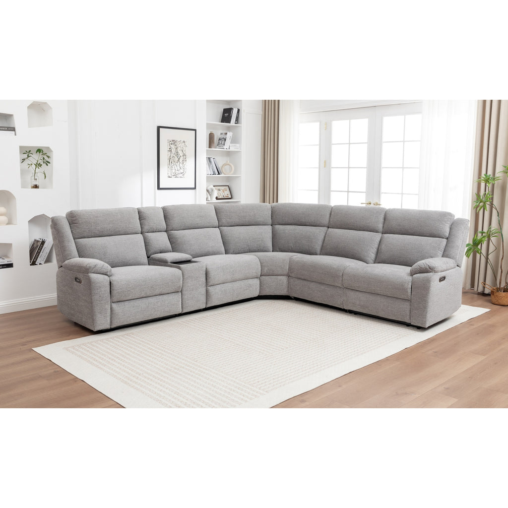 San Fino 4 Seater Modular Corner Electric Recliner Fabric Sofa Lounge Grey