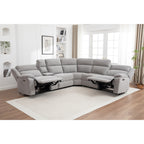 San Fino 4 Seater Modular Corner Electric Recliner Fabric Sofa Lounge Grey