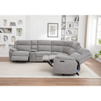 San Fino 4 Seater Modular Corner Electric Recliner Fabric Sofa Lounge Grey