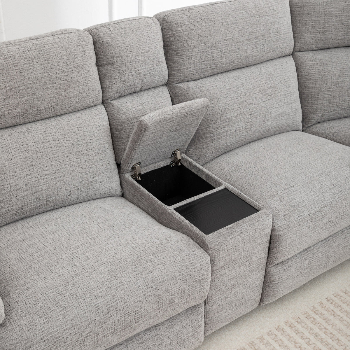 San Fino 4 Seater Modular Corner Electric Recliner Fabric Sofa Lounge Grey