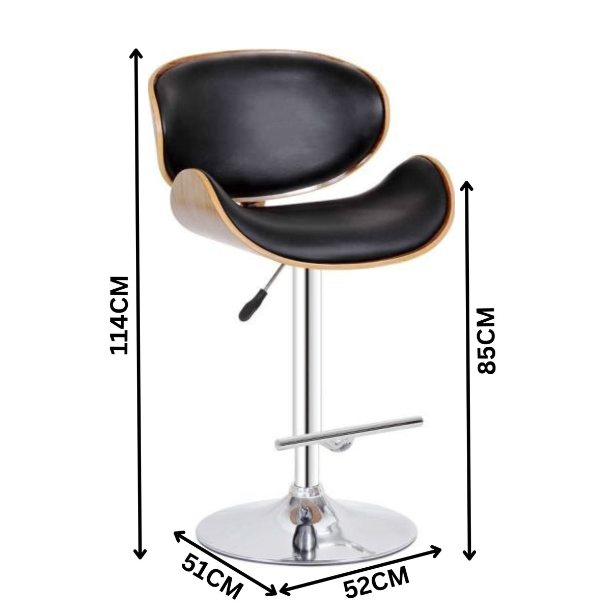 San Jose PU Barstool Bar Chair Black