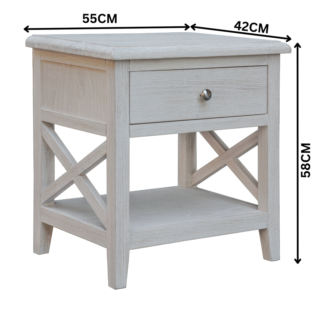 San Remo Bedside Table Washed White