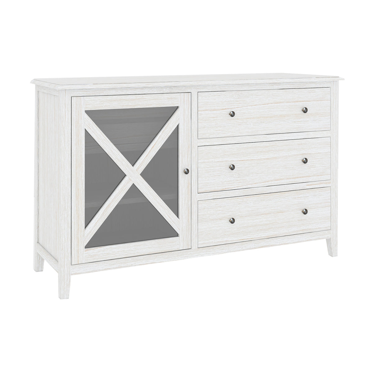 San Remo Dresser Glass Door Washed White