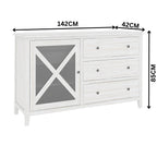 San Remo Dresser Glass Door Washed White