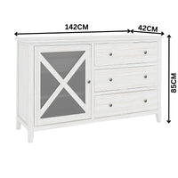 San Remo Dresser Glass Door Washed White