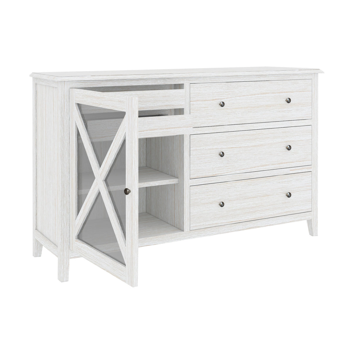 San Remo Dresser Glass Door Washed White