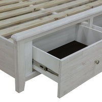 San Remo Queen Bed Frame Storage  Drawer Washed White