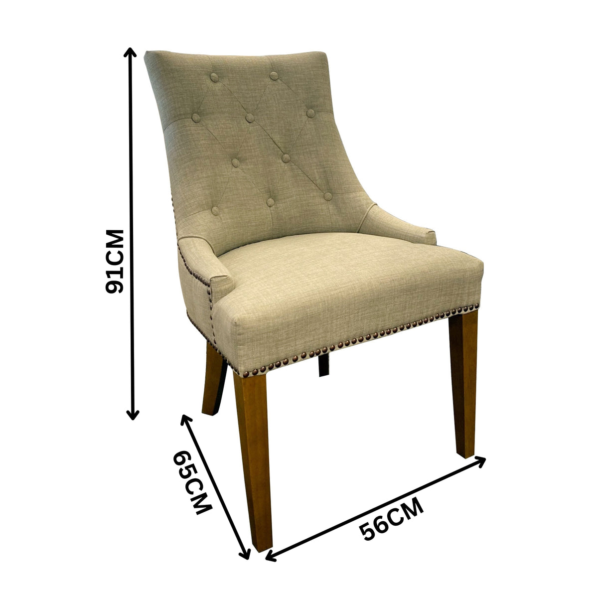 Santa Monte 2pc Fabric Dining Chair Beige