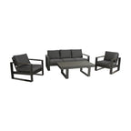 Santorini 4pc Outdoor Aluminium Sofa Lounge Chair Coffee Table Set Charcoal