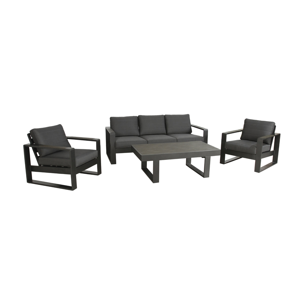 Santorini 4pc Outdoor Aluminium Sofa Lounge Chair Coffee Table Set Charcoal