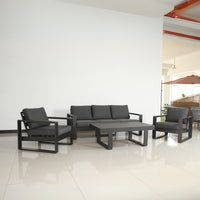 Santorini 4pc Outdoor Aluminium Sofa Lounge Chair Coffee Table Set Charcoal