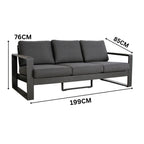 Santorini 4pc Outdoor Aluminium Sofa Lounge Chair Coffee Table Set Charcoal
