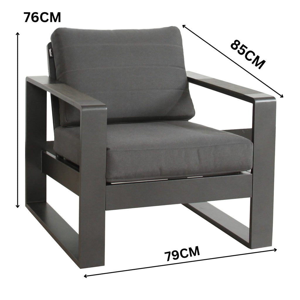 Santorini 4pc Outdoor Aluminium Sofa Lounge Chair Coffee Table Set Charcoal