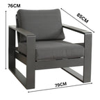 Santorini 4pc Outdoor Aluminium Sofa Lounge Chair Coffee Table Set Charcoal