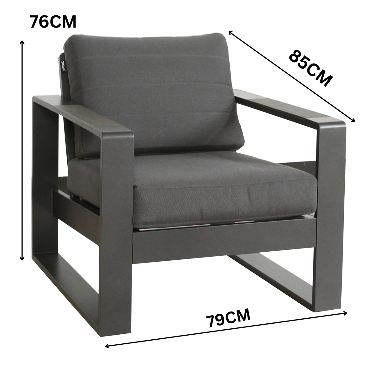 Santorini 4pc Outdoor Aluminium Sofa Lounge Chair Coffee Table Set Charcoal