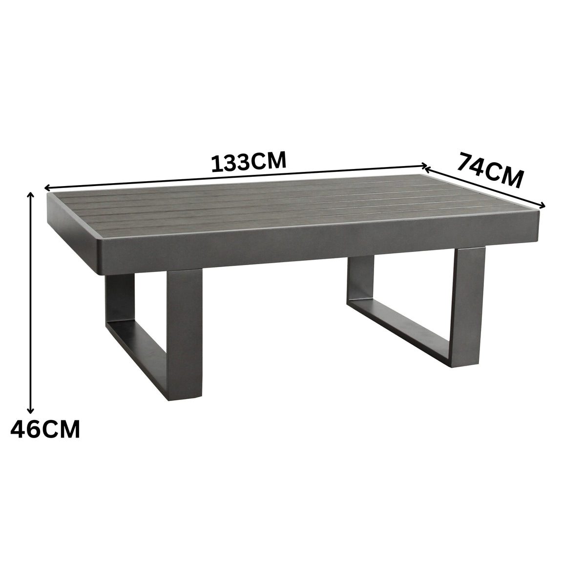 Santorini 4pc Outdoor Aluminium Sofa Lounge Chair Coffee Table Set Charcoal