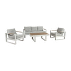 Santorini 4pc Outdoor Aluminium Sofa Lounge Chair Coffee Table Set White