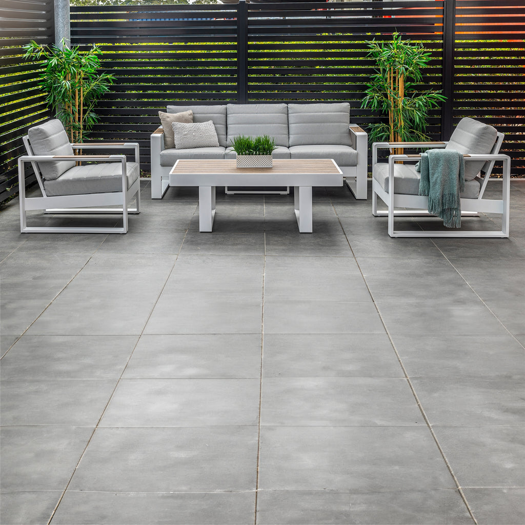 Santorini 4pc Outdoor Aluminium Sofa Lounge Chair Coffee Table Set White