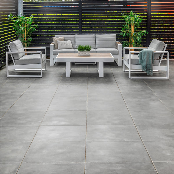 Santorini 4pc Outdoor Aluminium Sofa Lounge Chair Coffee Table Set White