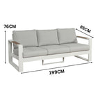 Santorini 4pc Outdoor Aluminium Sofa Lounge Chair Coffee Table Set White