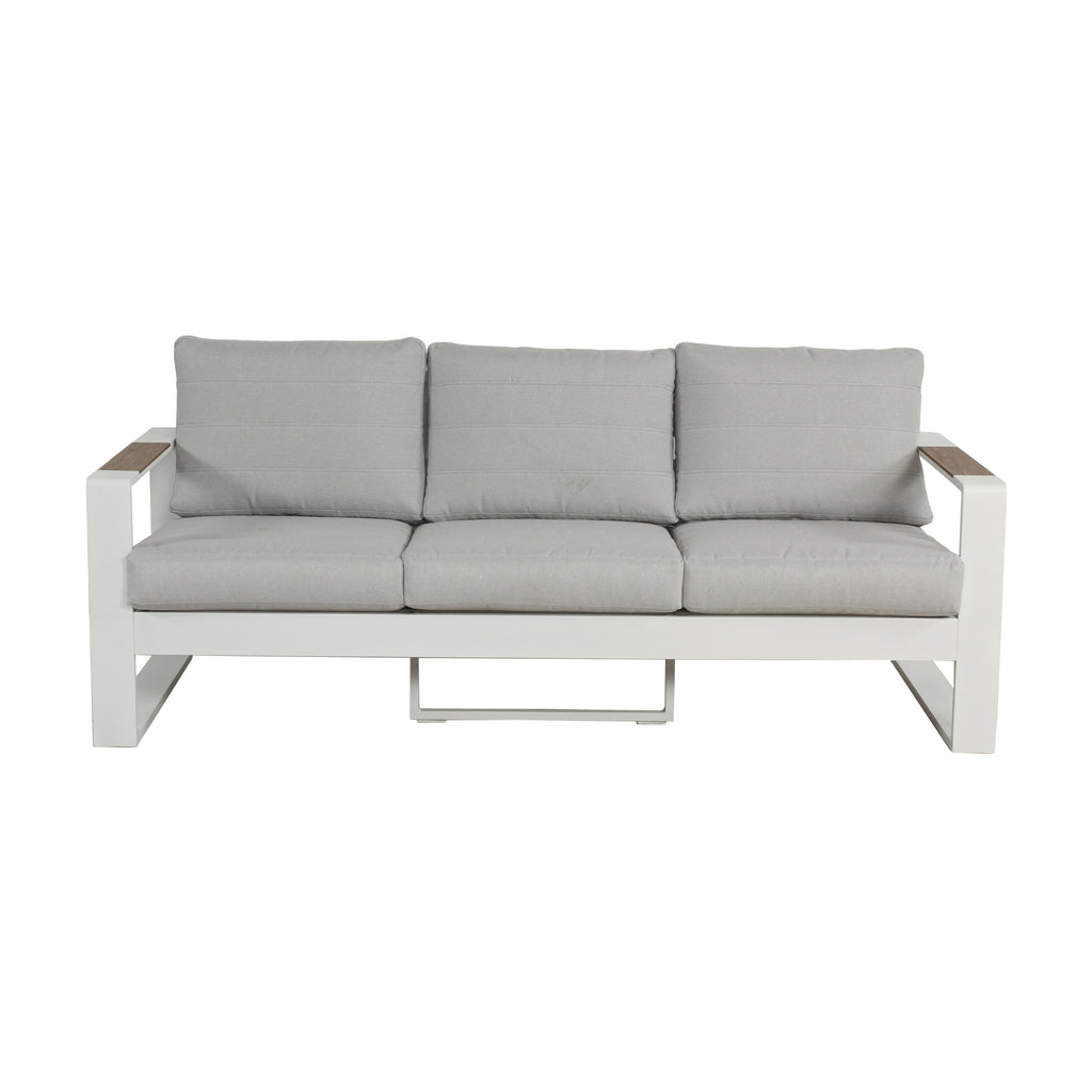 Santorini 4pc Outdoor Aluminium Sofa Lounge Chair Coffee Table Set White