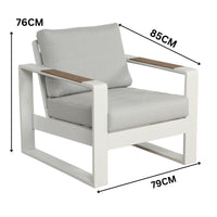 Santorini 4pc Outdoor Aluminium Sofa Lounge Chair Coffee Table Set White
