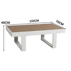 Santorini 4pc Outdoor Aluminium Sofa Lounge Chair Coffee Table Set White