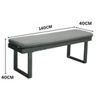 Santorini 5pc Outdoor Aluminium Lounge Chair Bench Coffee Table Set Charcoal