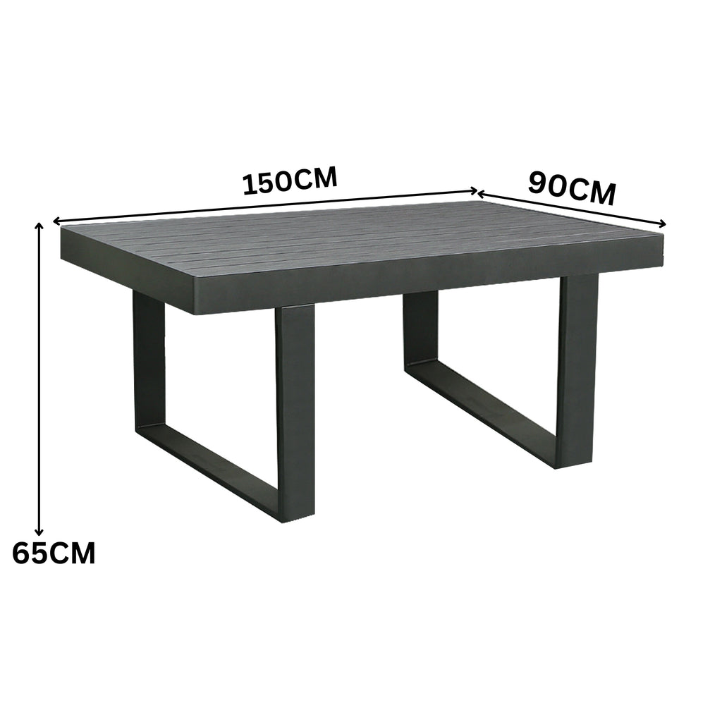 Santorini 5pc Outdoor Aluminium Lounge Chair Bench Coffee Table Set Charcoal