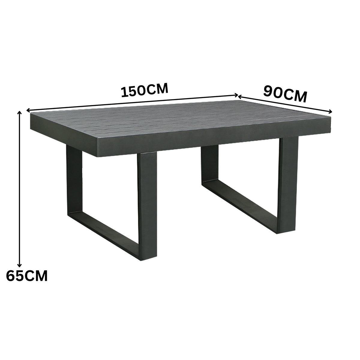 Santorini 5pc Outdoor Aluminium Lounge Chair Bench Coffee Table Set Charcoal