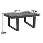 Santorini 5pc Outdoor Aluminium Lounge Chair Bench Coffee Table Set Charcoal
