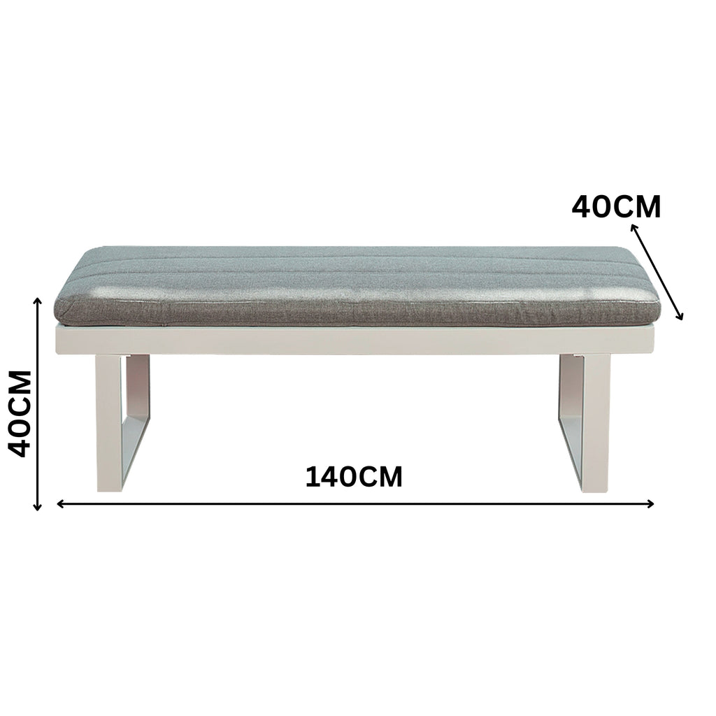 Santorini 5pc Outdoor Aluminium Lounge Chair Bench Coffee Table Set White