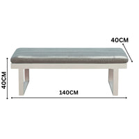 Santorini 5pc Outdoor Aluminium Lounge Chair Bench Coffee Table Set White