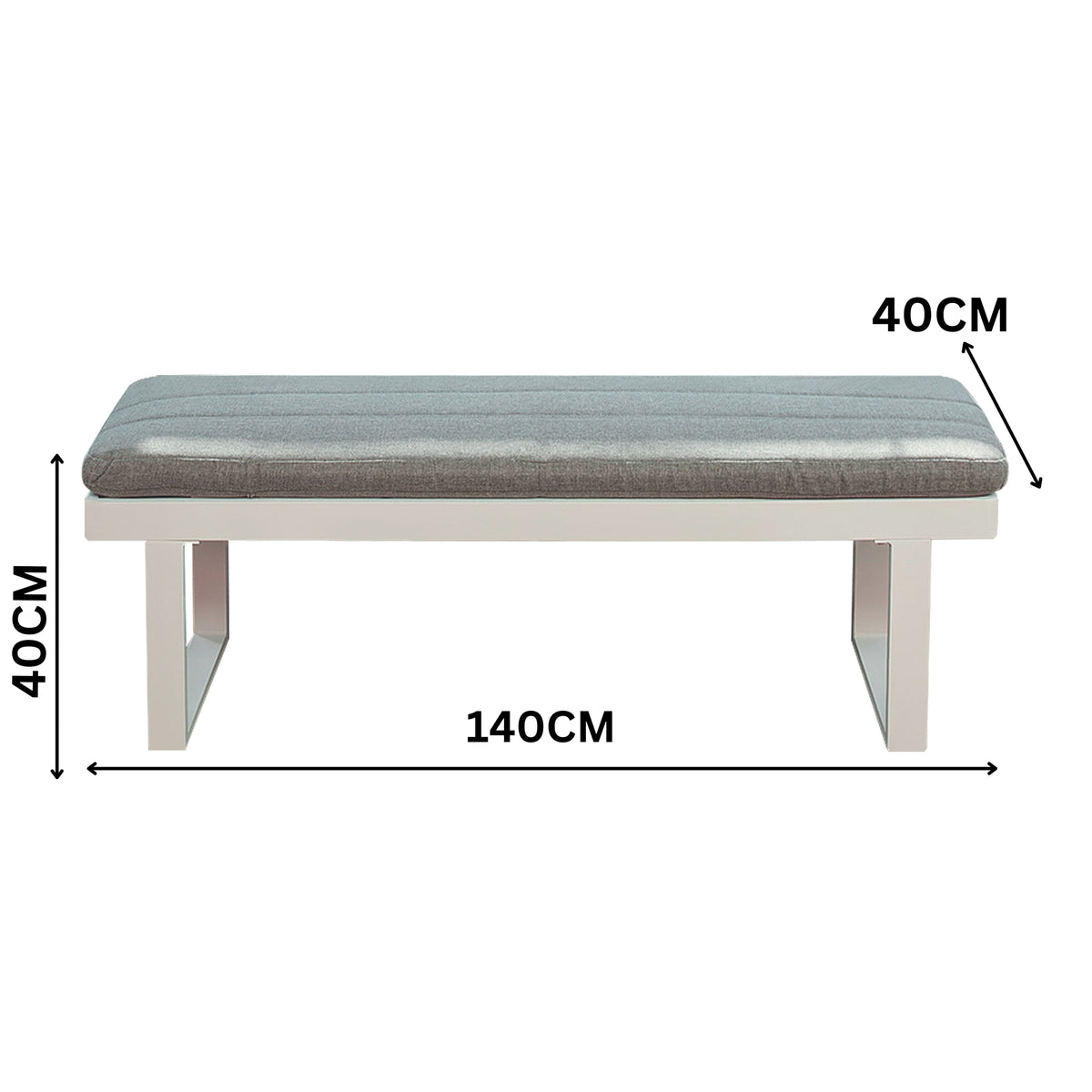 Santorini 5pc Outdoor Aluminium Lounge Chair Bench Coffee Table Set White