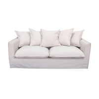Sava 2 Seater Fabric Sofa 5 Cushion Stone Cream