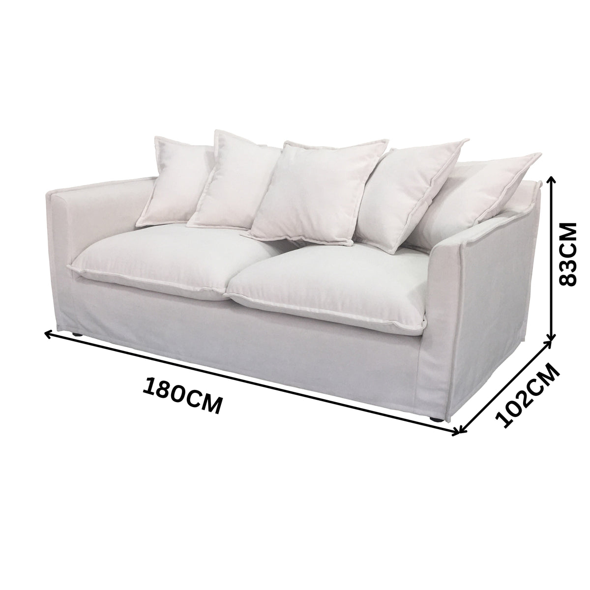 Sava 2 Seater Fabric Sofa 5 Cushion Stone Cream
