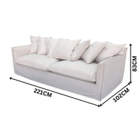 Sava 3 Seater Fabric Sofa 7 Cushion Stone Cream
