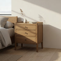 Savannah Bedside Table 3 Drawer Natural 