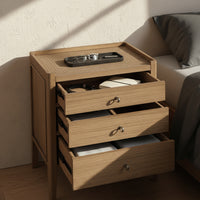 Savannah Bedside Table 3 Drawer Natural 