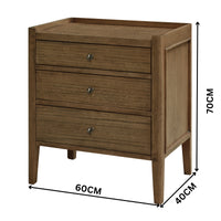 Savannah Bedside Table 3 Drawer Natural 