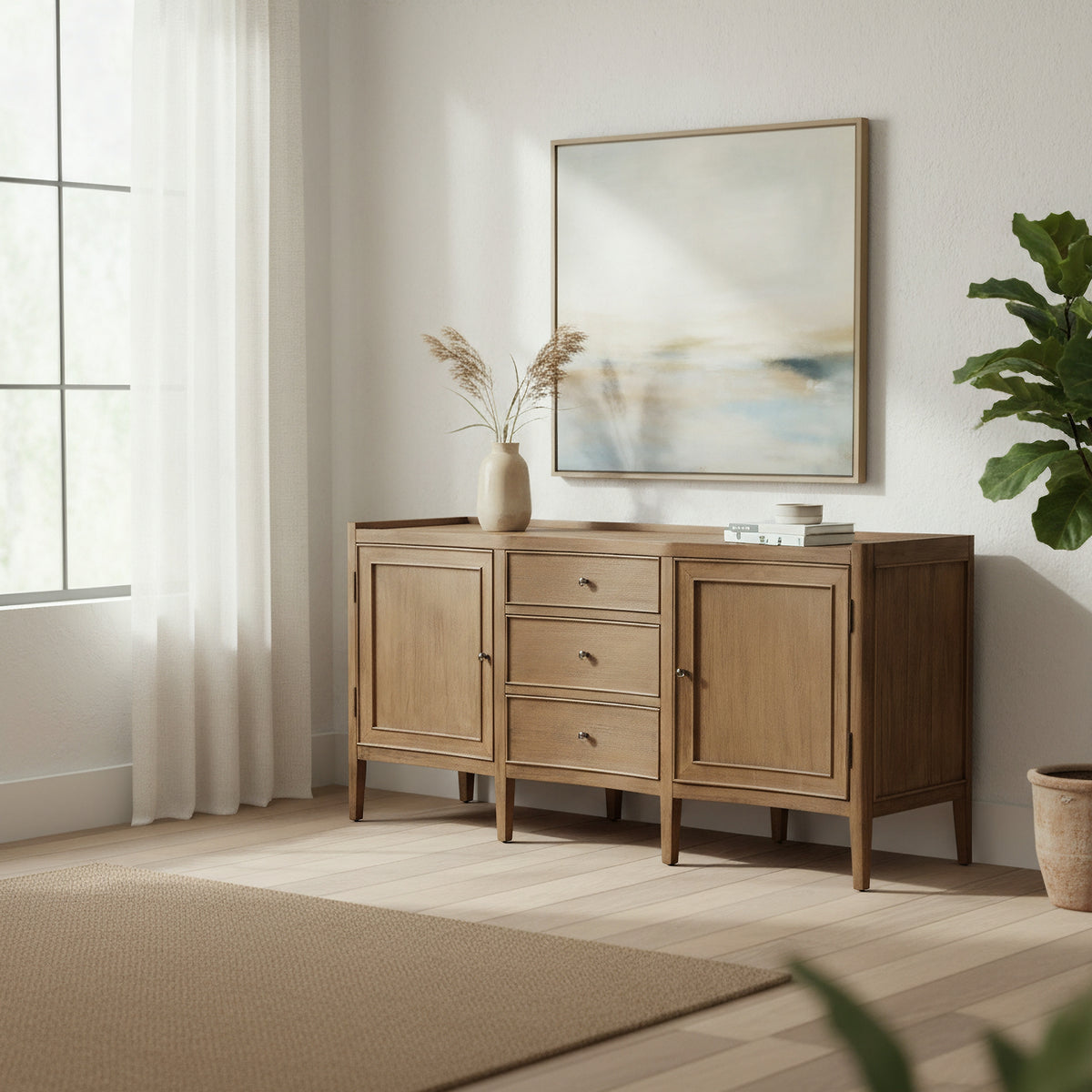 Savannah Buffet Table 2 Door 3 Drawer Natural