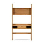 Scala 100cm Study Desk with Shelves Oak, front view on a white background