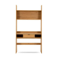 Scala 100cm Study Desk with Shelves Oak, front view on a white background