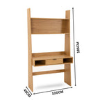 Scala 100cm Study Desk with Shelves Oak — dimensions diagram