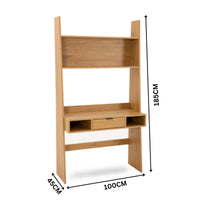 Scala 100cm Study Desk with Shelves Oak — dimensions diagram