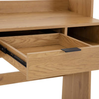 Scala 100cm Study Desk with Shelves Oak, close-up of the open drawer