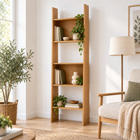 Scala 50cm Bookshelf Oak, in a living room corner styled with books and plants