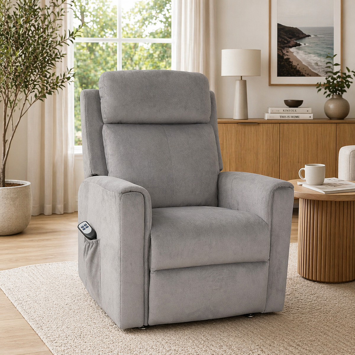 Scott Dual Motor 150kgs Recliner Lift Chair Dark Grey