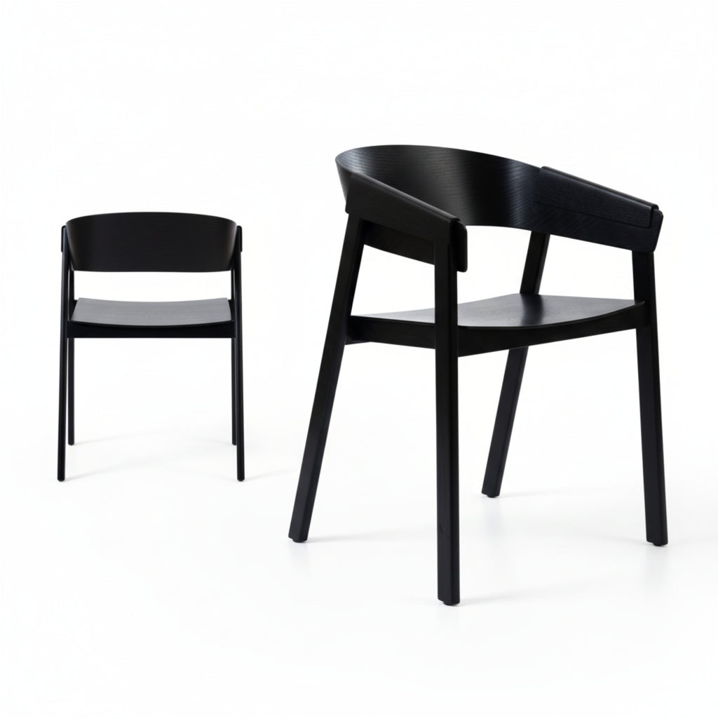 Selena 2pc Set Dining Chair Scandinavian Black